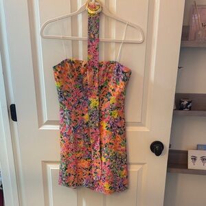 Amanda Uprichard Pink and Orange Floral Dress